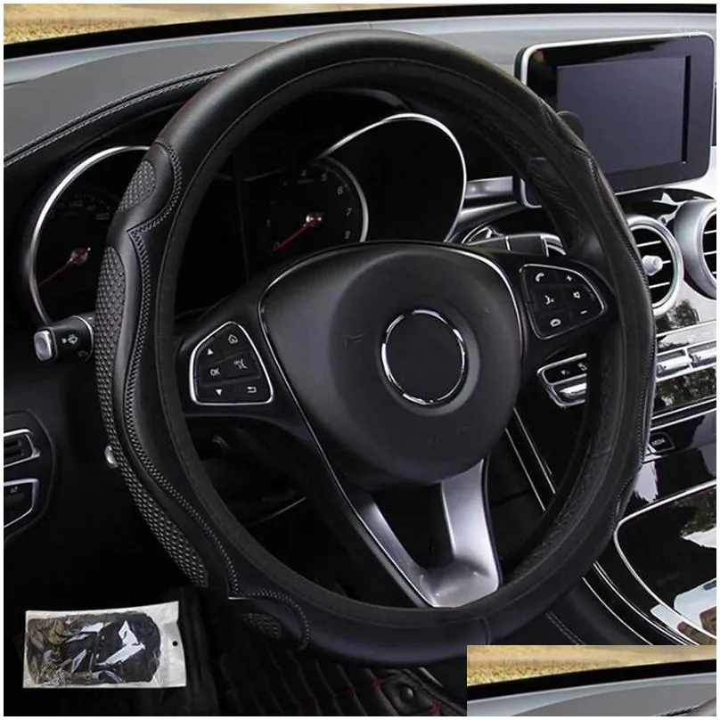 Steering Wheel Covers Universal Car Cover Breathable Anti Slip Leather Suitable 37-38cm Auto Decoration