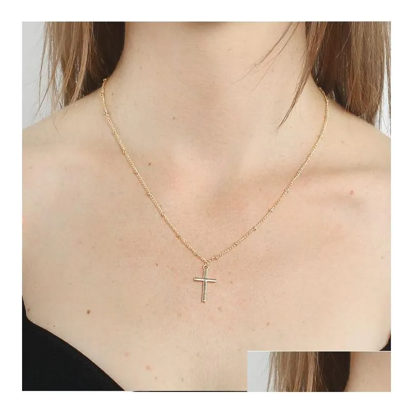 new fashion summer gold chain cross necklace small gold cross religious jewelry for women