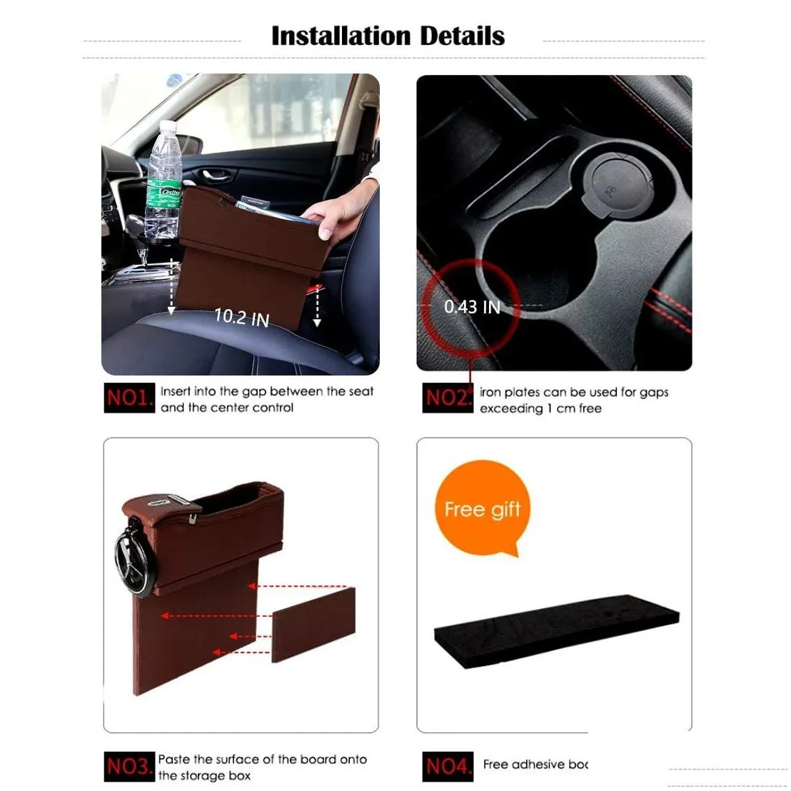 Maodaner Universal Car Seat Gap Filler Premium PU Leather Side Pocket Organizer, Seat Crevice Storage Box with Cup Holder for Smartphone Coin Wallet