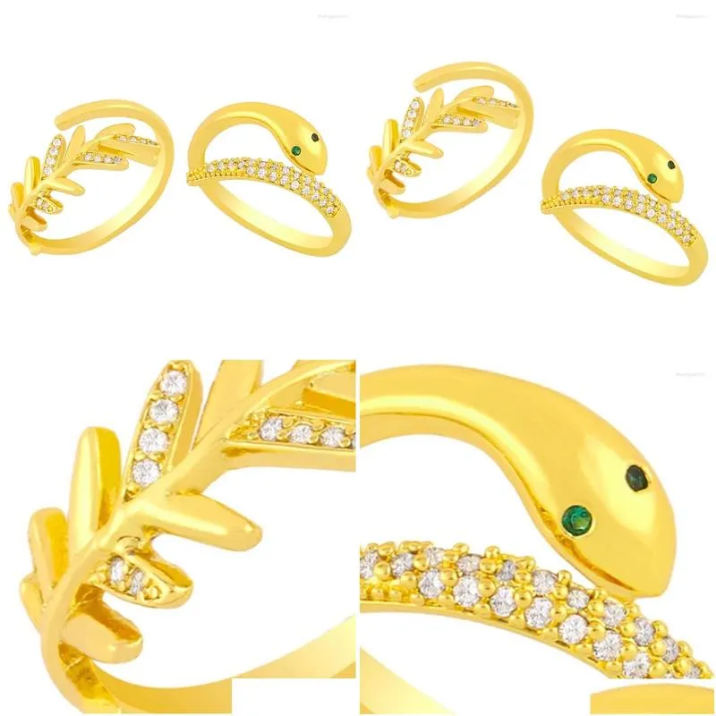 Cluster Rings 1 Piece Gold Color Women Adjustable Snake Creative For Party Jewelry Model