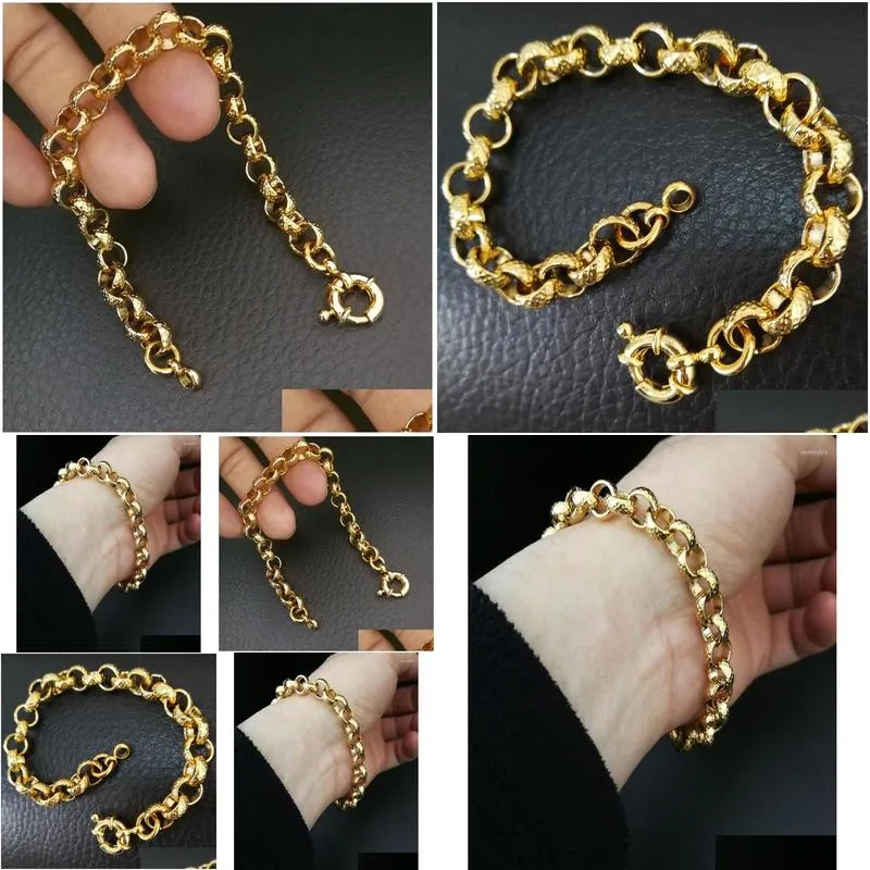 Chain Link Gold Color Belcher Bolt Ring Men Women Solid Bracelet Jewllery In 1824Cm Lengthlink Raym227060909 Drop Delivery Jewelry Br Ot0Lg