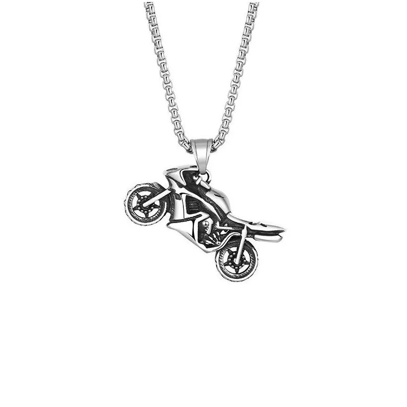 vintage titanium steel box chain necklace harley motorcycle pendant mens long sweater chain couple accessories