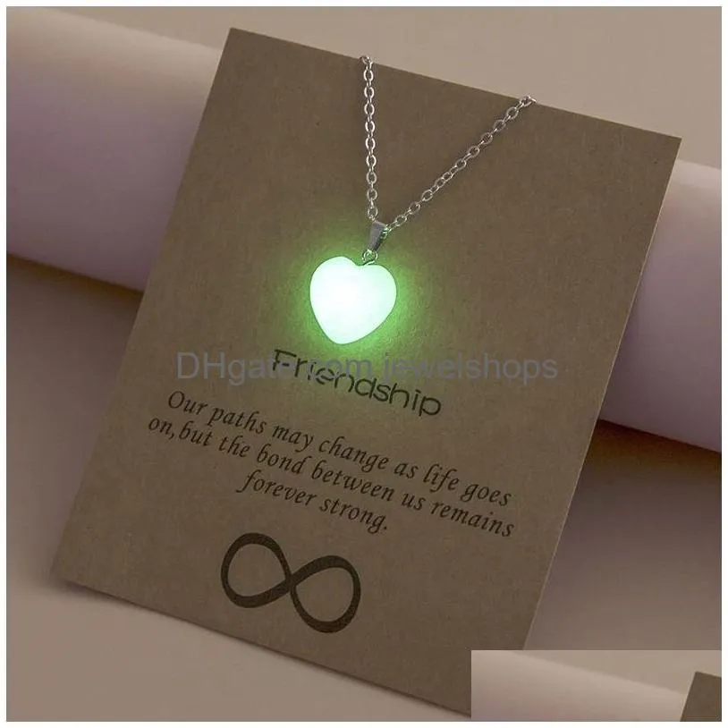simple luminous beads necklace glowing night round star heart pendant glow in the dark necklace for men women hallowen gifts
