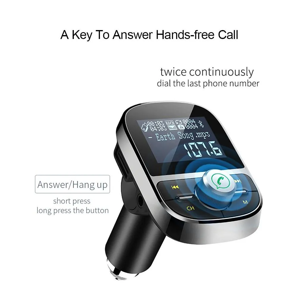 HY92 Wireless Bluetooth Car  Car MP3 Player 3.1A Dual USB Car  FM Transmitter Handsfree Call Support TF Black