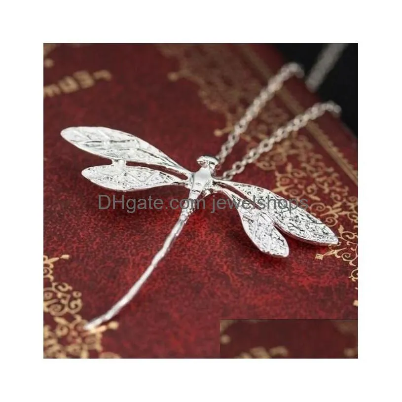 fashion charms 925 sterling silver cz dragonfly women pendant necklace for pedant clavicle sweater jewelry gift