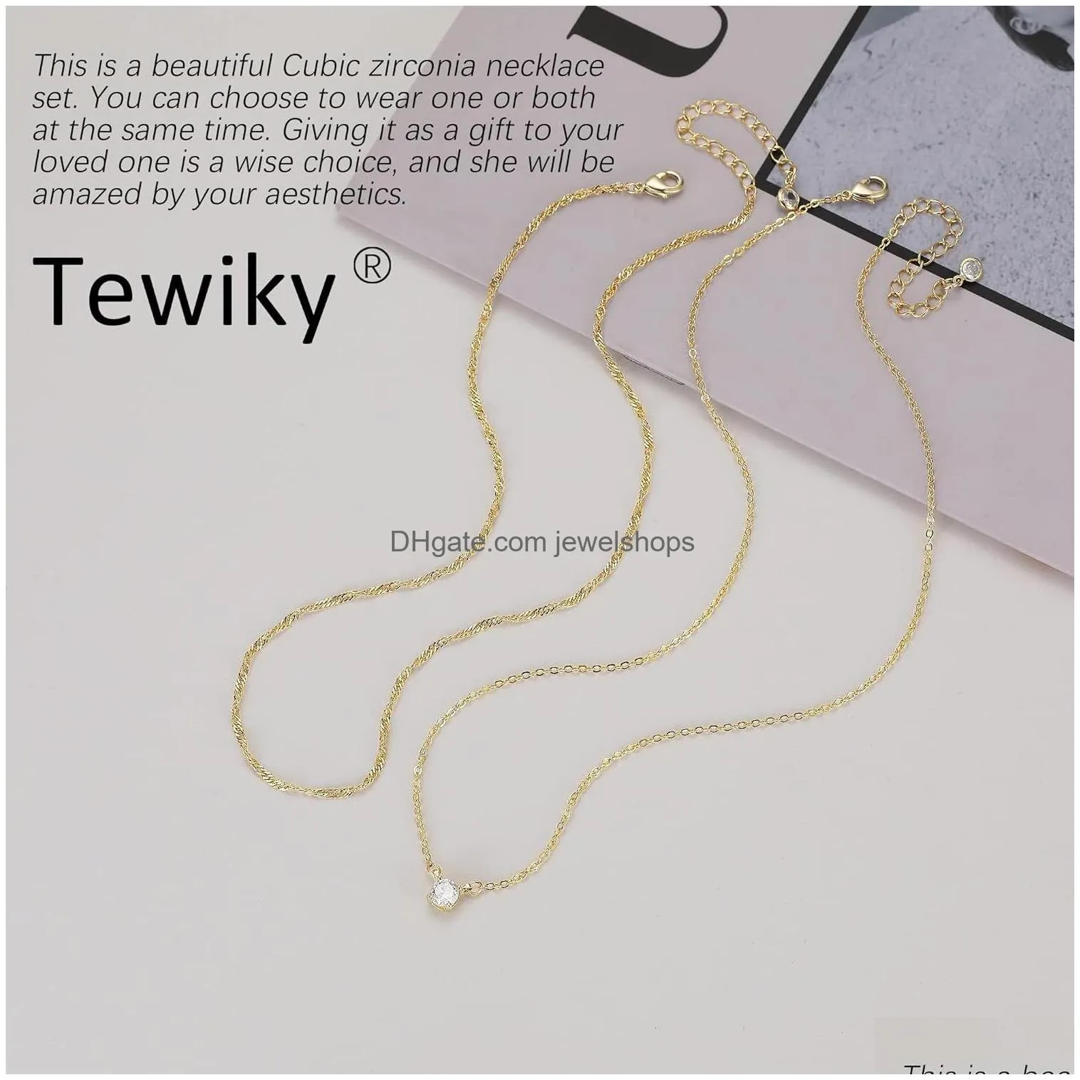 diamond necklaces for women dainty 14k gold plated long lariat necklace simple gold cz diamond choker trendy jewelry gifts for girls