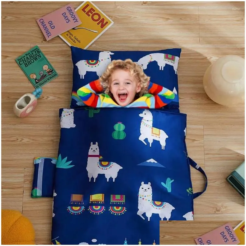 Blankets Toddler Nap Mat With Removable Pillow Carry Handle Baby Travel Sleeping Bag Soft Microfiber For Preschool Daycare 3-6 Years
