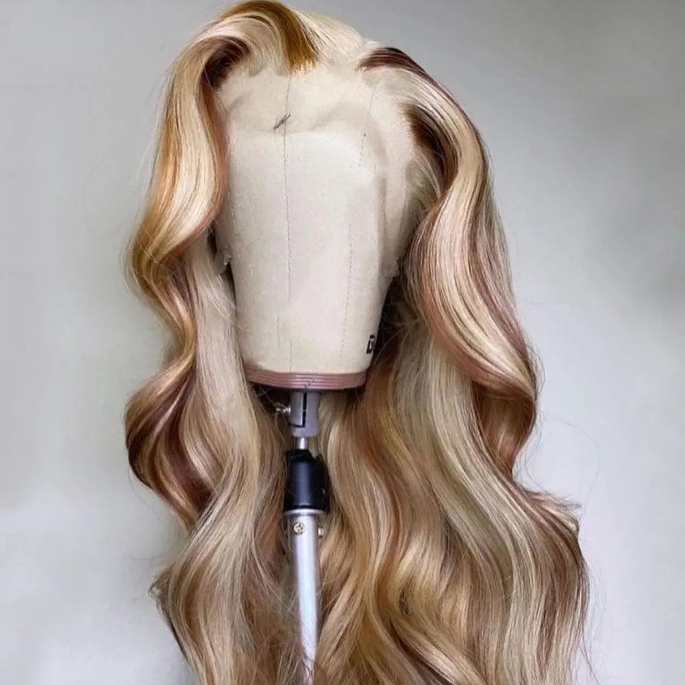 Wigs 360 Lace Frontal Highlight Blonde Wig Body Wave Lace Front Wig 13x4 Ombre Colored Simulation Human Hair Wigs For Women Brazilian