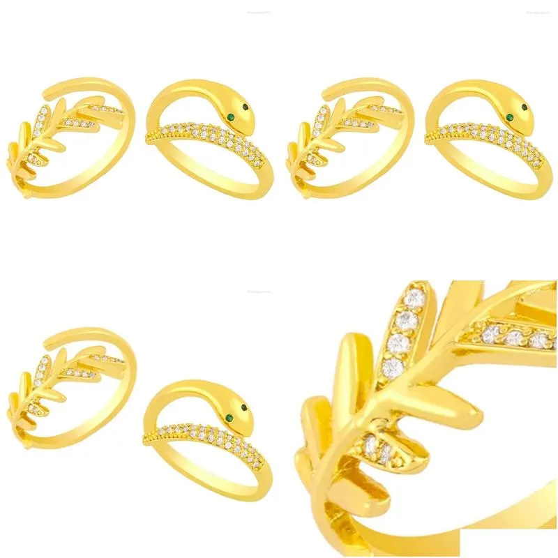 Cluster Rings 1 Piece Gold Color Women Adjustable Snake Creative For Party Jewelry Model