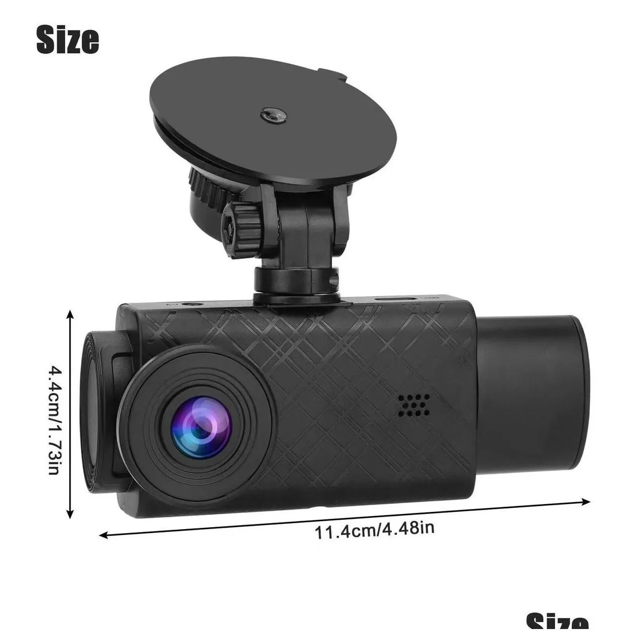 DVRs 2 Inch HD 1080P 3 Lens S11 Car DVR Video Recorder Dash Cam Rear Camera 130 Degree Wide Angle Ultra Resolution Front with Interior