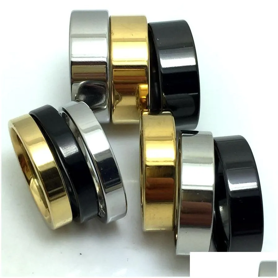 100pcs 4 6 8mm band plain flat fashion stainless steel wedding rings men women classic rings wholesale jewelry lots