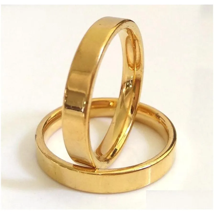 wholesale 50pcs gold 4mm band rings quality 316l stainless steel wedding engagement ring lovers gift party ring classic jewelry