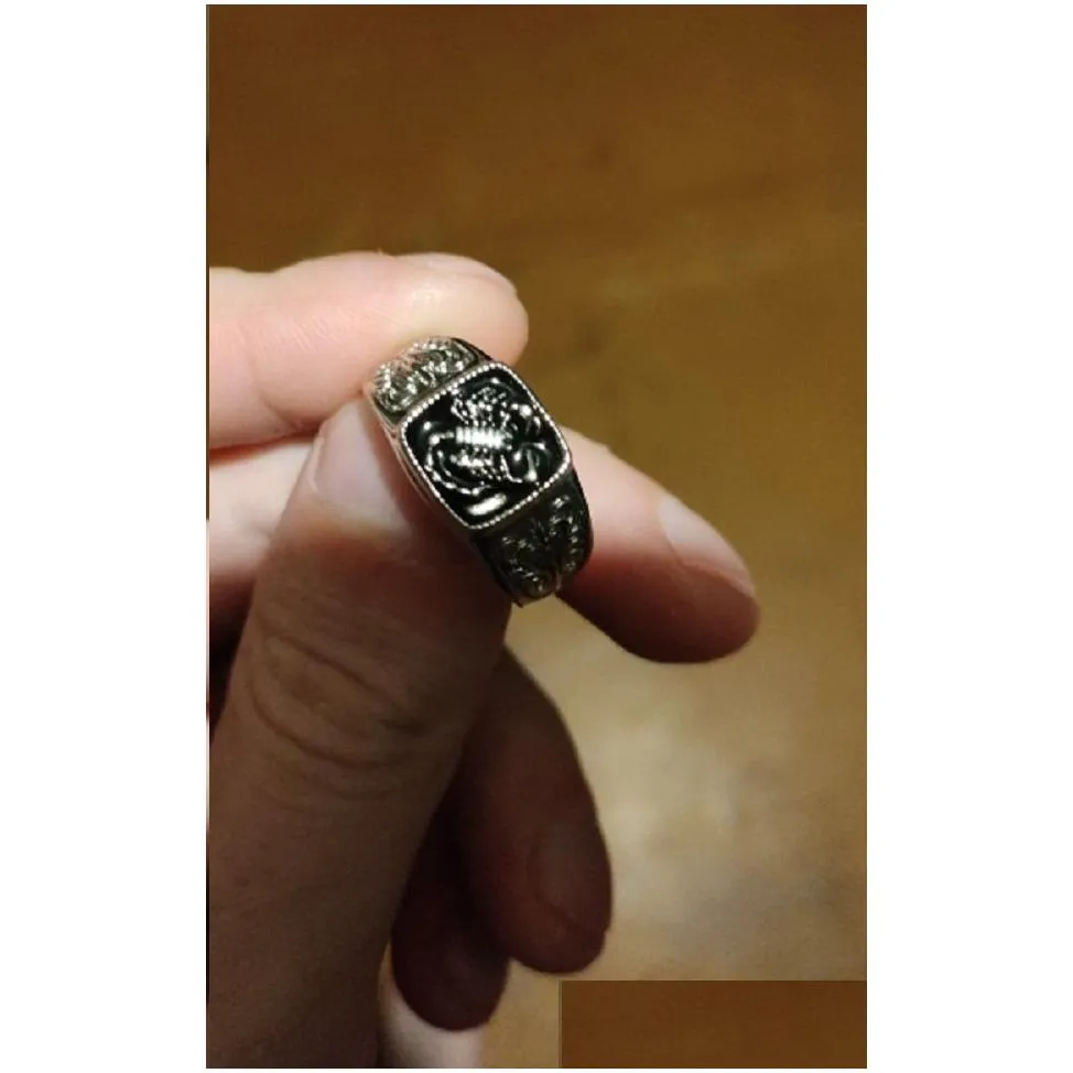 925 silver vintage embossed mens ring scorpion memorial day ring punk style jewelry