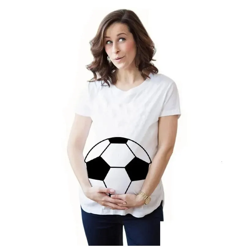 Tees Maternity Tops Tees Football printed maternity Tshirt short sleeved casual maternity clothing Fun maternity clothing 230512