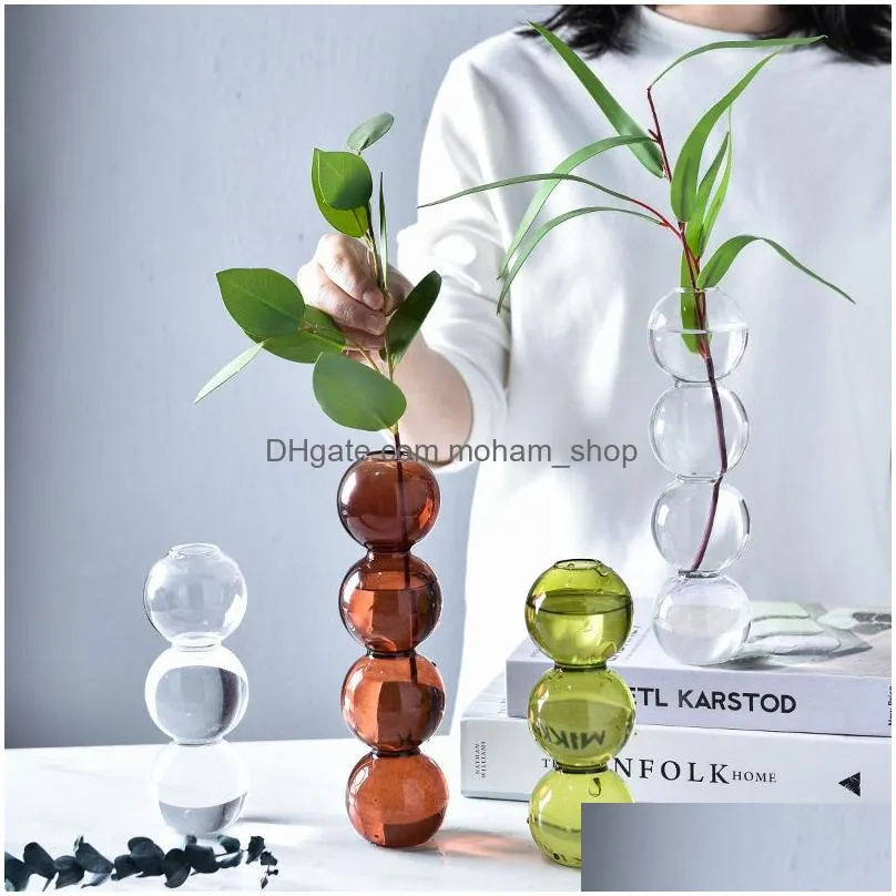 creative glass bubble vase flower arrangement hydroponic flowers spherical art flower ornaments vase decoration home5717468