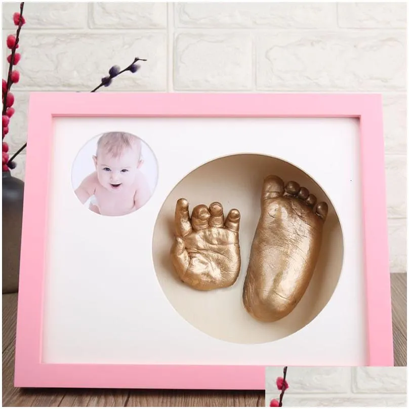 Keepsakes DIY born 3D Hand Foot Mold Po Frame Baby Plaster Casting Kit Stereo Clone Handprint Footprint Soft Clay Inkpad Souvenirs