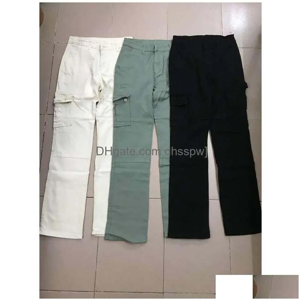 2024 high quality high waisted multi pocket long pants fashionable and elastic workwear trendy street trend