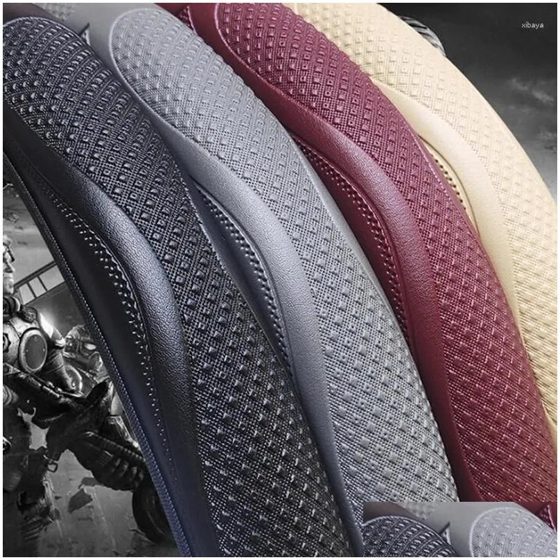 Steering Wheel Covers Universal Car Cover Breathable Anti Slip Leather Suitable 37-38cm Auto Decoration
