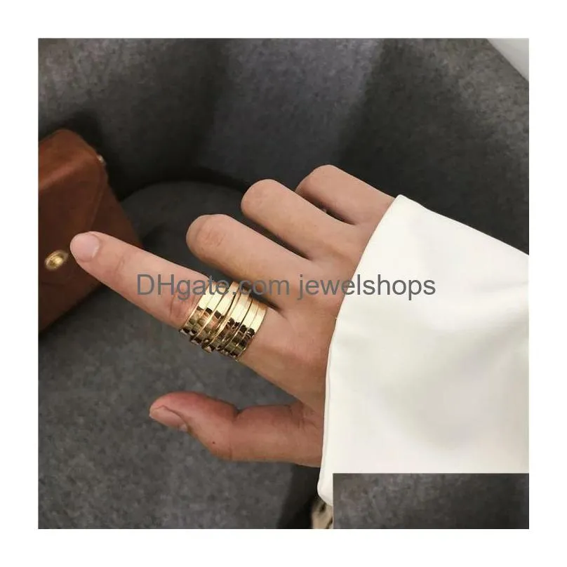 minimalist retro temperament multi-layer wide version band ring female simple wild jewelry for women girls gift