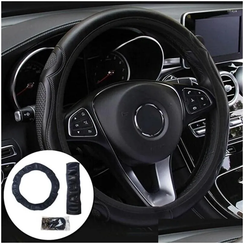 Steering Wheel Covers Universal Car Cover Breathable Anti Slip Leather Suitable 37-38cm Auto Decoration