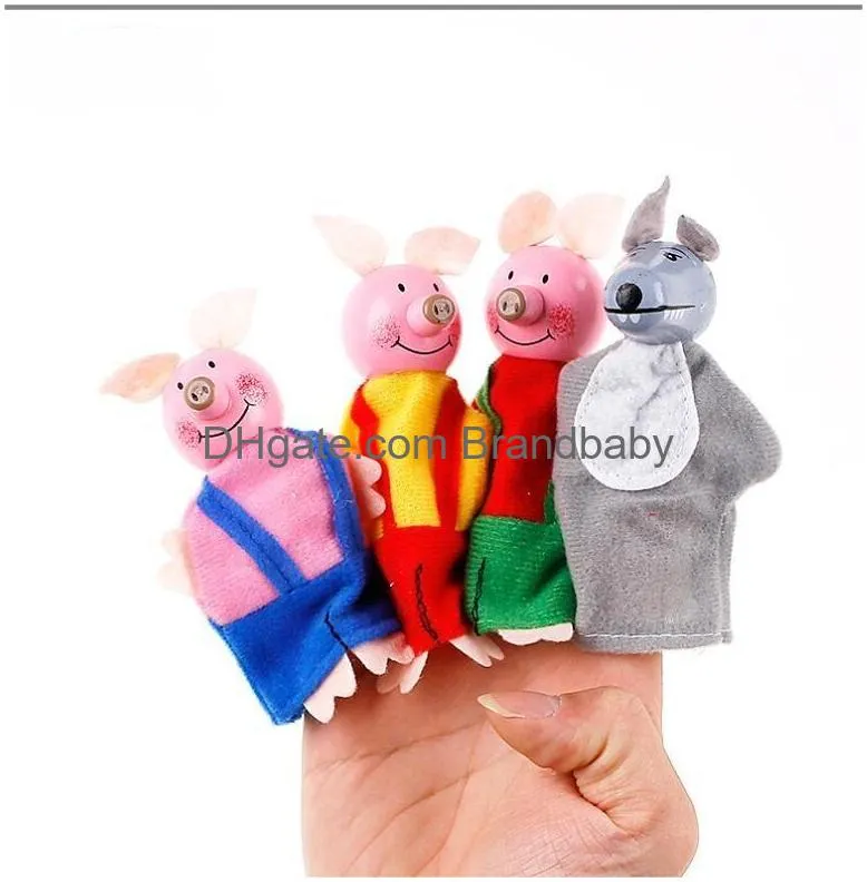 fish 8CM Small Finger Doll Wooden Cartoon Animal Finger Doll Children Soothing Parent Child Doll Hand Doll