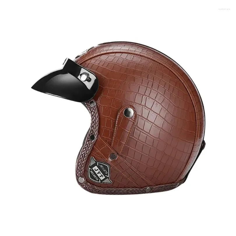 Motorcycle Helmets Leather Surface Four Seasons Scooter  Open Face Helmet Man Women Personalized Vintage Casque Moto Motocross