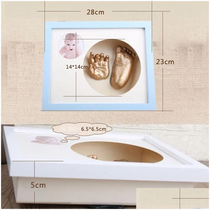 Keepsakes DIY born 3D Hand Foot Mold Po Frame Baby Plaster Casting Kit Stereo Clone Handprint Footprint Soft Clay Inkpad Souvenirs