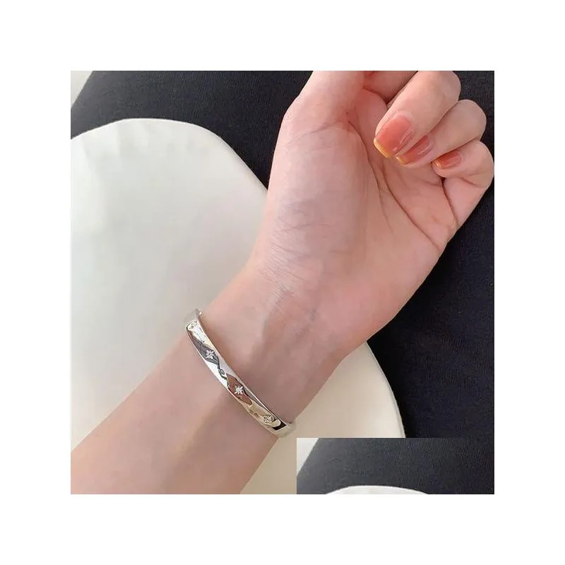 korean 925 silver smooth surface bracelet woman simple fashion ins style elegant bracelets creative party accessories