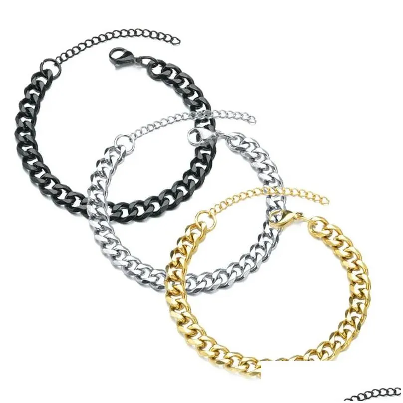 new trendy cuban chain men bracelet classic stainless steel 3/5/7mm width chain bracelet for men women jewelry gift