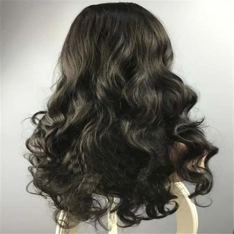 Top Quality Human Hair Wigs long black Wave wig Lace Front Wigs Glueless Full Lace Wigs for ladies elegant curly hair bea4091084353