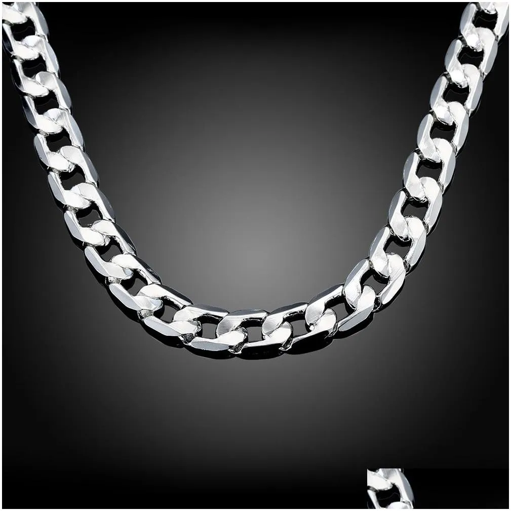 Chains 925 Sterling Sier Necklace For Mens 20 Inches Classic 8Mm Chain Luxury Jewelry Drop Delivery Necklaces Pendants Dh7Sz