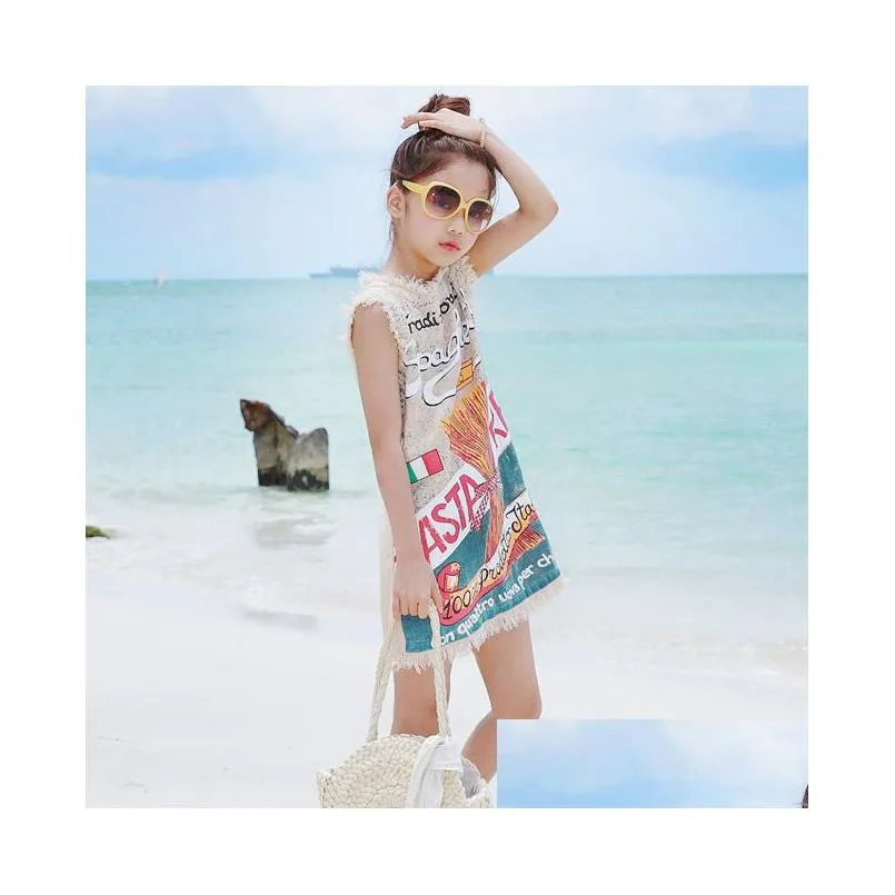 Dresses Hot Girls Clothes Korean Style Aline Summer Sleeveless Kids Girls Dresses Children Clothing Sundress Beach Dresses Teenage Girl