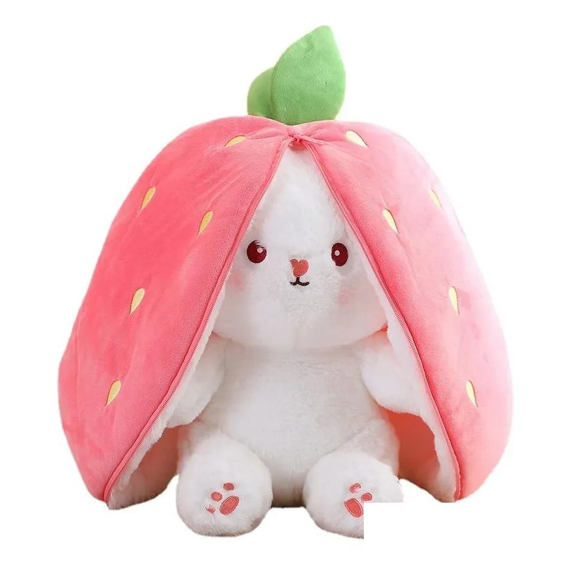 2024 Wholesale Strawberry Rabbit Transformed into Rabbit Xiaoguo Plush Toy Carrot Pillow White Rabbit Doll