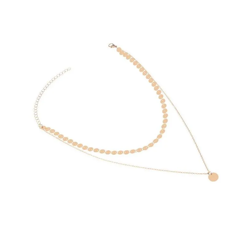 simple gold coin layered choker necklace for women multi layer chocker necklaces collar collier ras du cou femme