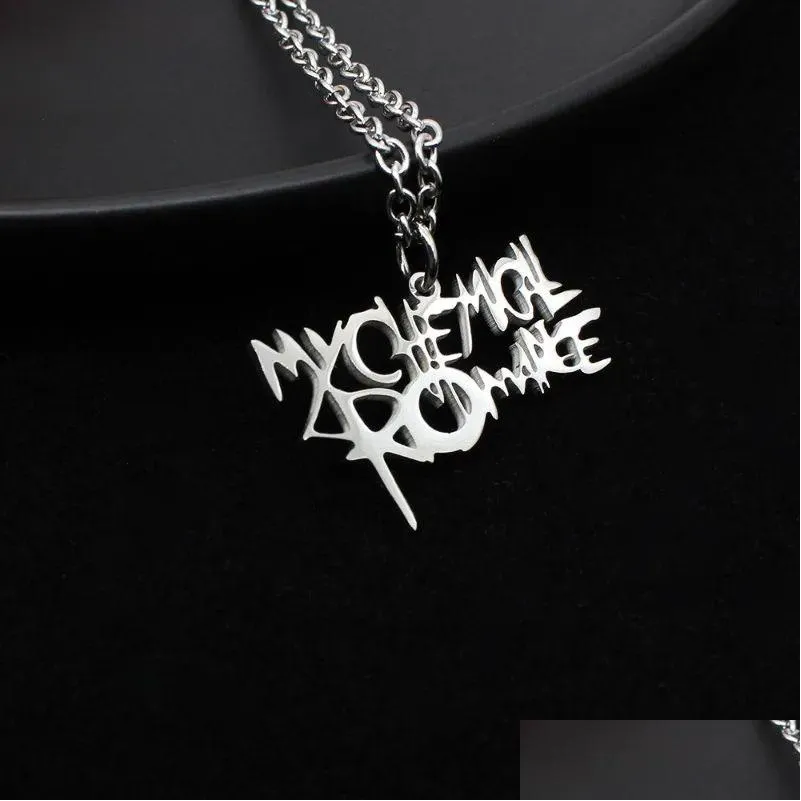 my chemical romance rock band woman necklace stainless steel necklaces man charms accessories geometric pendant fashion jewelry