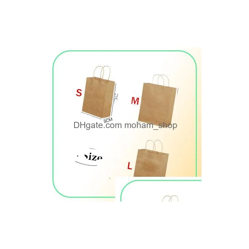 kraft paper bag with handles wood color packing gift bags for store clothes wedding christmas party supplies handbags y06064350529