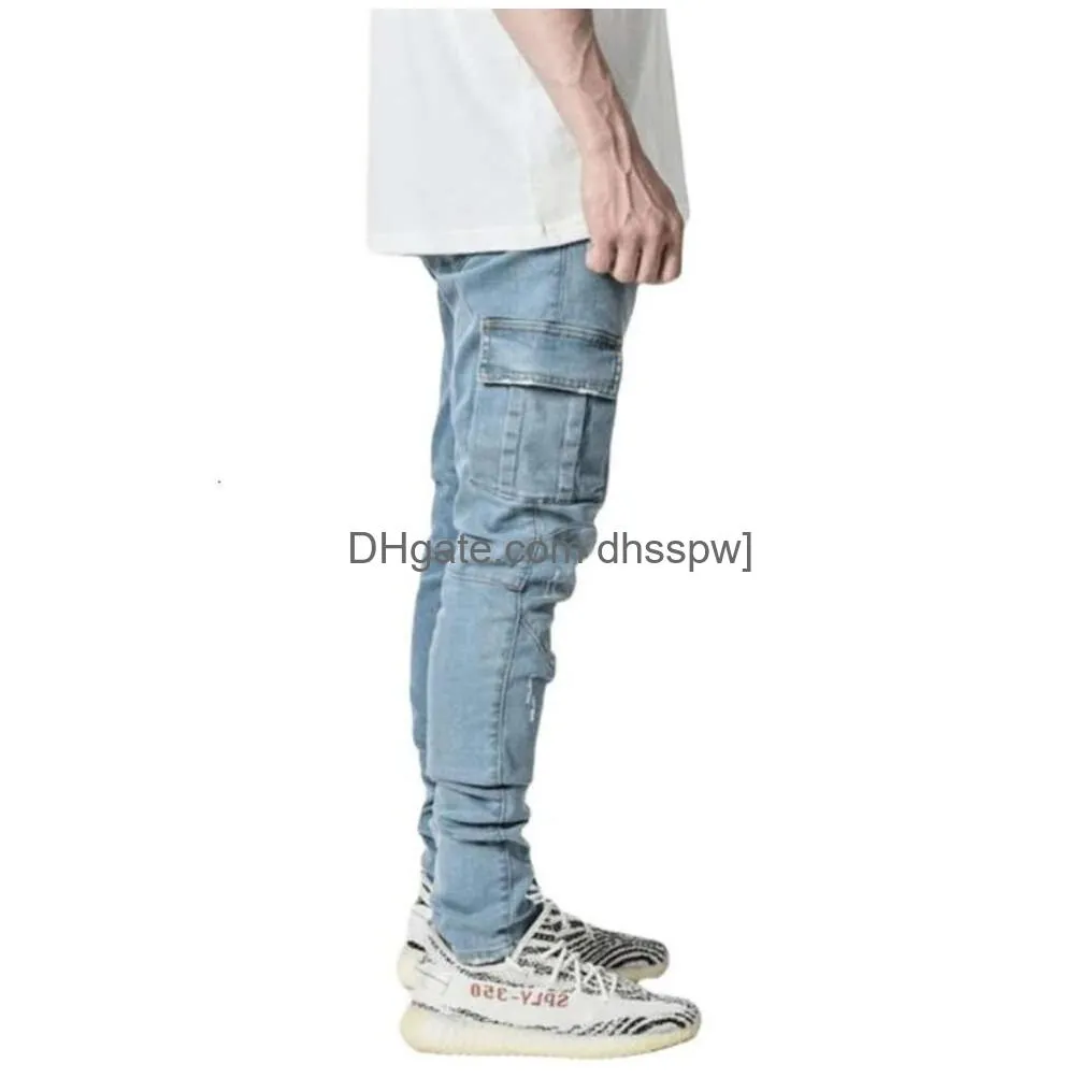 spring festival does not close. jeans are selling. side pockets small feet tight fitting jeans for men