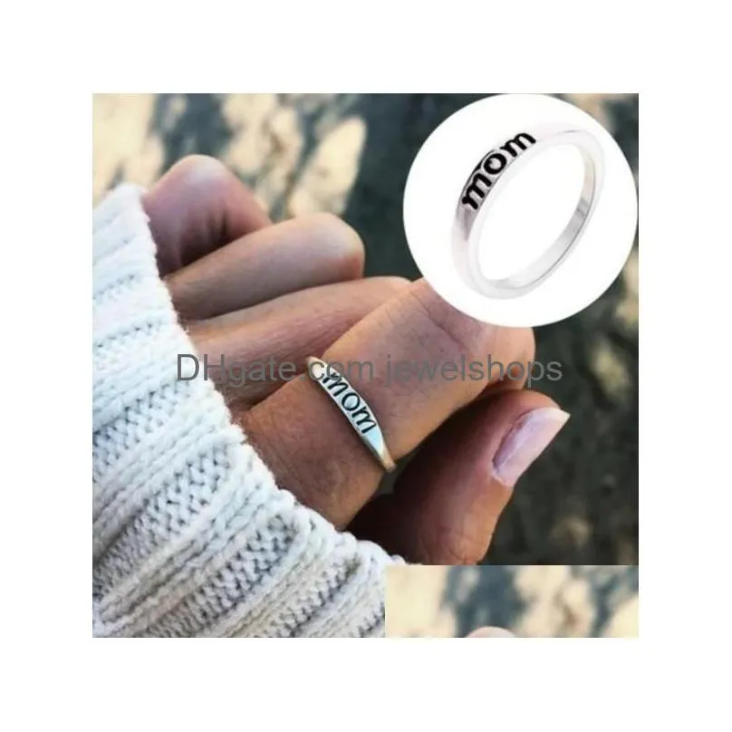mom mother or dad father silver finger band rings holiday gifts love fashion jewelry size :6 7 8 9 10