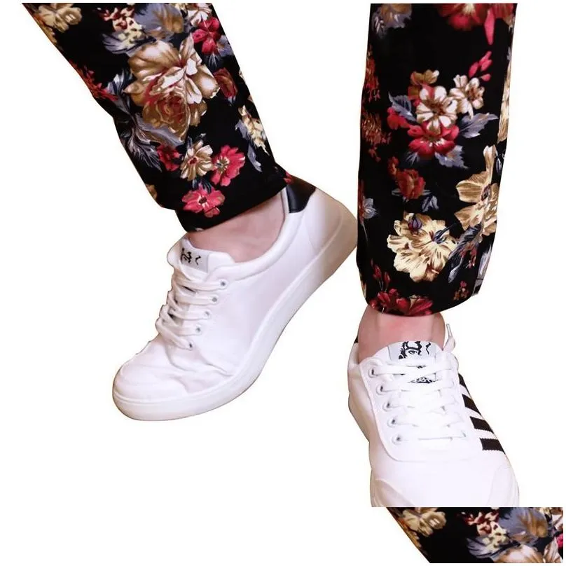 Men`S Pants Fashion Summer Spring Autumn Men Floral Print Joggers Male Casual Pant Sweatpants Stretch Trouser Mens Drop Delivery Appa Dhrel