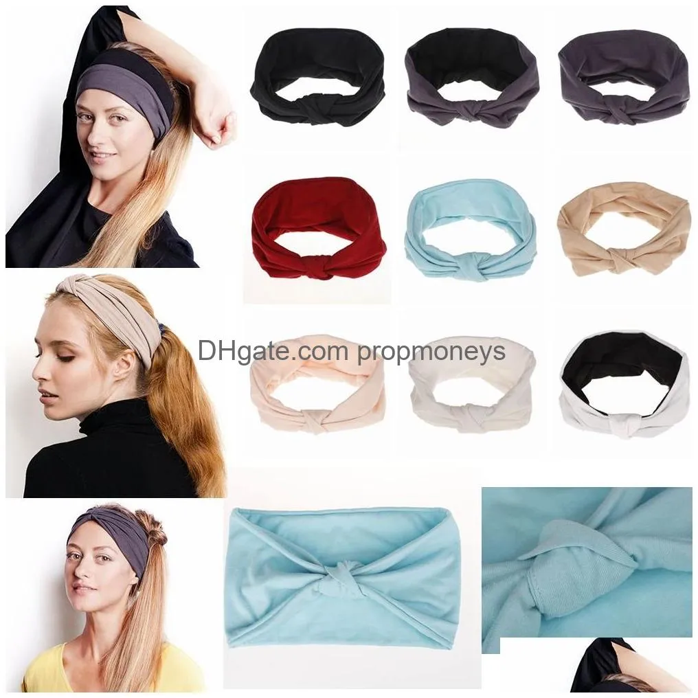 women knotted cross stretch wide headband sports yoga headwrap hairband turban head band ladies hair accessories 600pcs