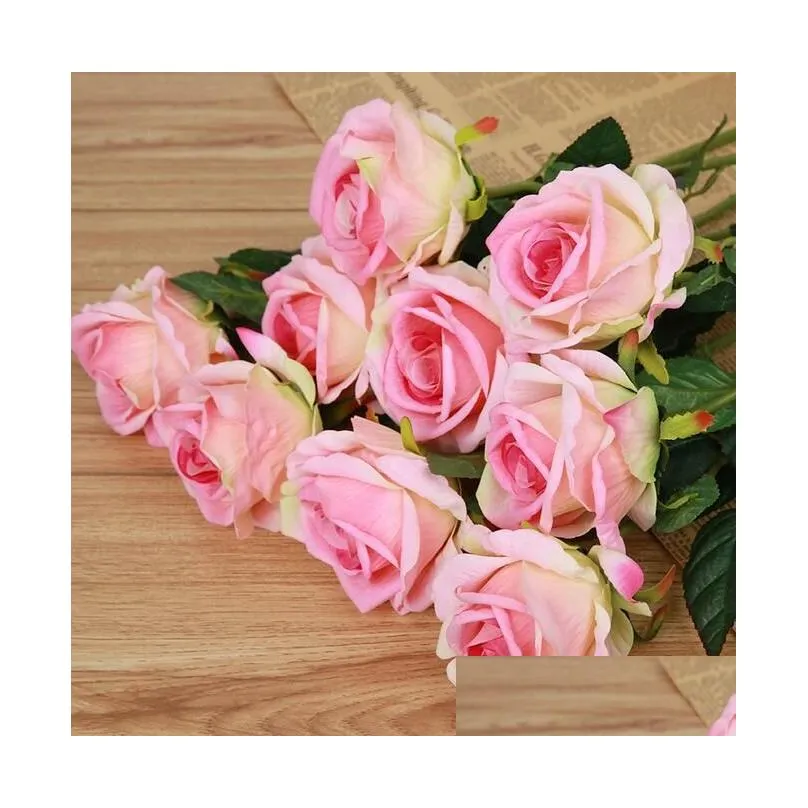 Silk rose Artificial Flowers Real like Rose Flowers Home decorations for Wedding Party Birthday room 8colors for choose HR009