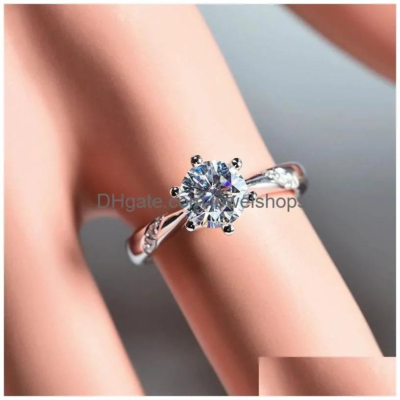 14k white gold ring 2.0ct round cut moissanite ring simple style engagement diamond anniversary jewelry for women