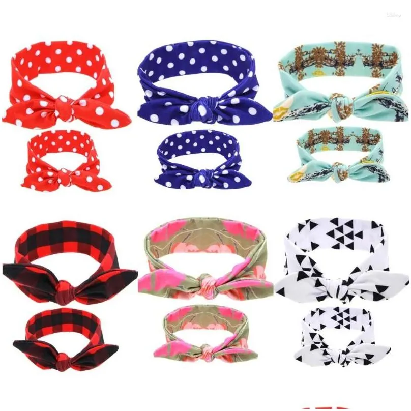 Hair Accessories 2pcs/set Mother & Daughter Bows Matching Solid Color Headbands For Children Mom Kids Head Band Family Headwear