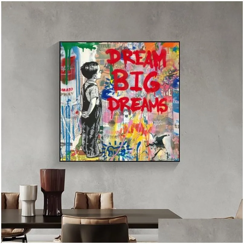 Banksy  Street Art Dream Posters And Prints Abstract Animals Graffiti Art Canvas Paintings On the Wall Art Picture Home Decor