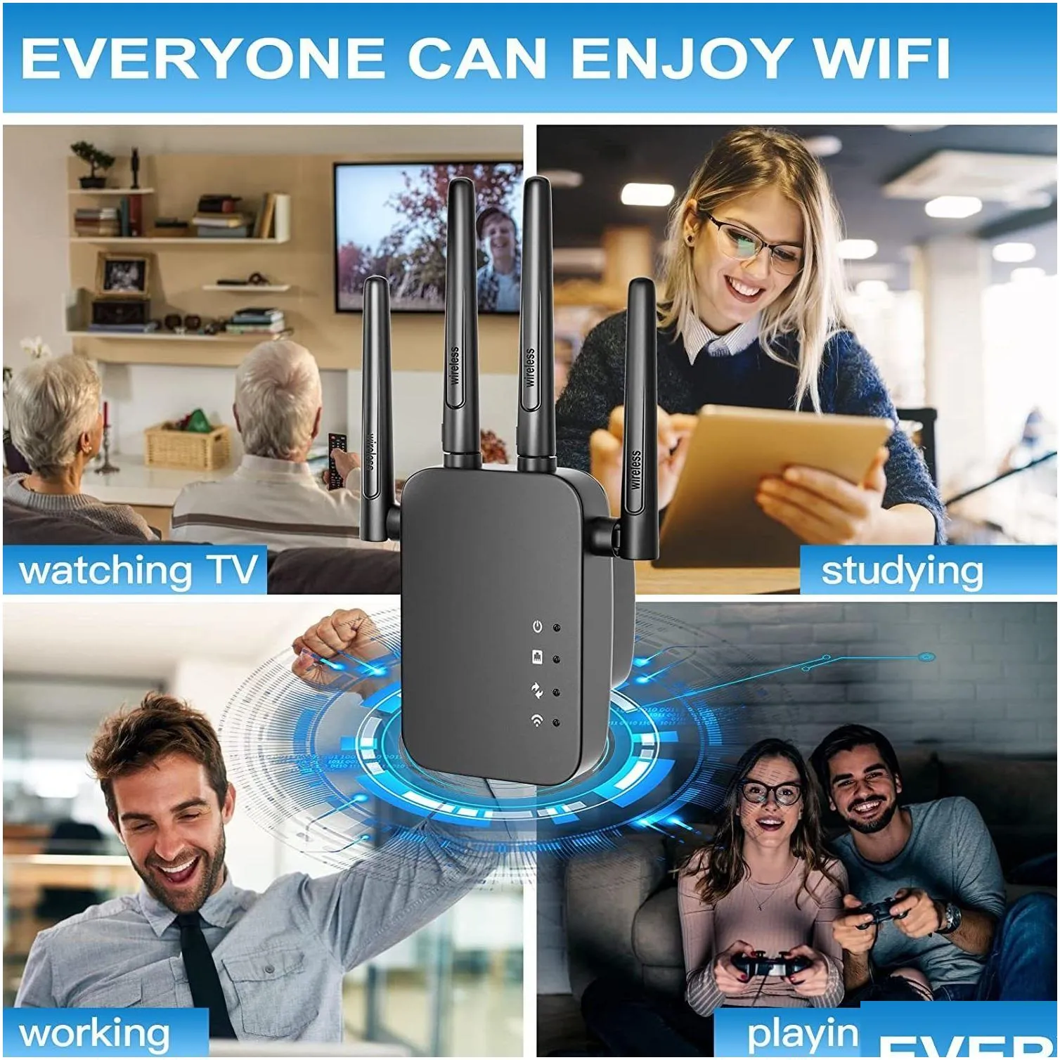 Routers Routers Upgrade Wireless WiFi Extender Long Range Signal Booster for Home Covers Up to 4000sq ft and 38 Device W Ethernet Port