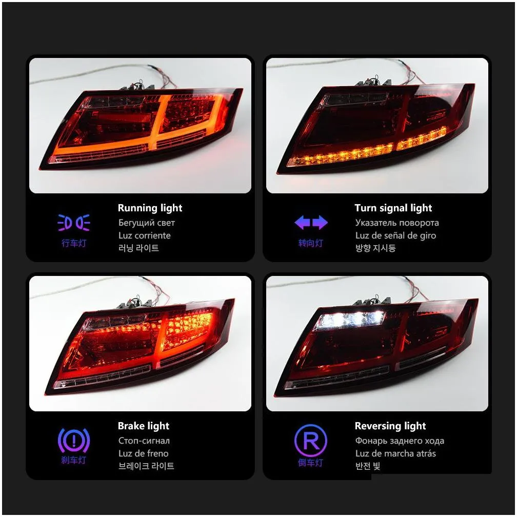 Auto Parts Rear Lamp Streamer Turn Signal Indicator Brake Reverse Parking Running Light For AUDI TT LED Tail Light 06-14 Taillight