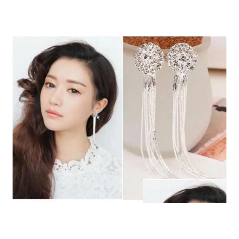 diamond earrings long exaggerated temperament round tassel dangle pendant women personality fashion jewellry accessories party gifts