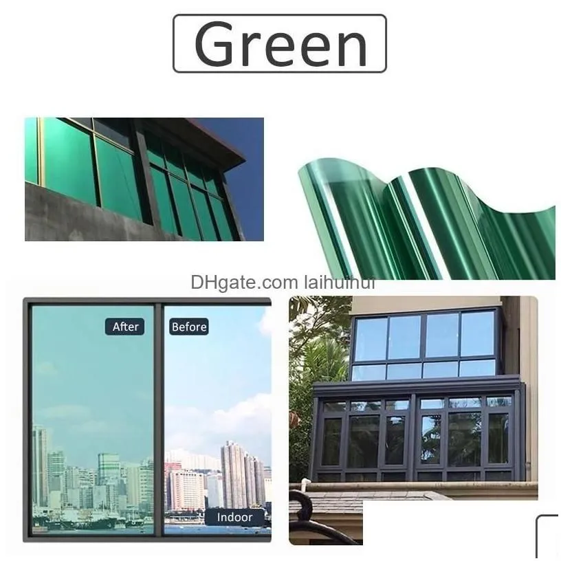 Car Sunshade 1 3 5Mx40Cm Home One Way Mirror Window Glass Building Tinting Film Side Solar Uv Protection Sticker Curtain Scraper Sun