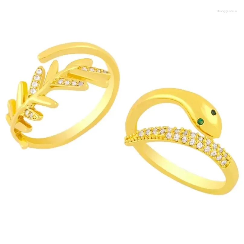 Cluster Rings 1 Piece Gold Color Women Adjustable Snake Creative For Party Jewelry Model