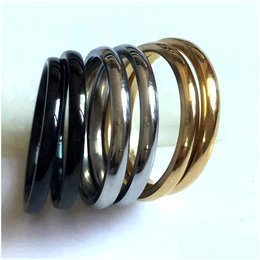 wholesale 30pcs mirro band 2mm mix stainless steel wedding ring comfort fit quality men women finger ring wholesale jewelry